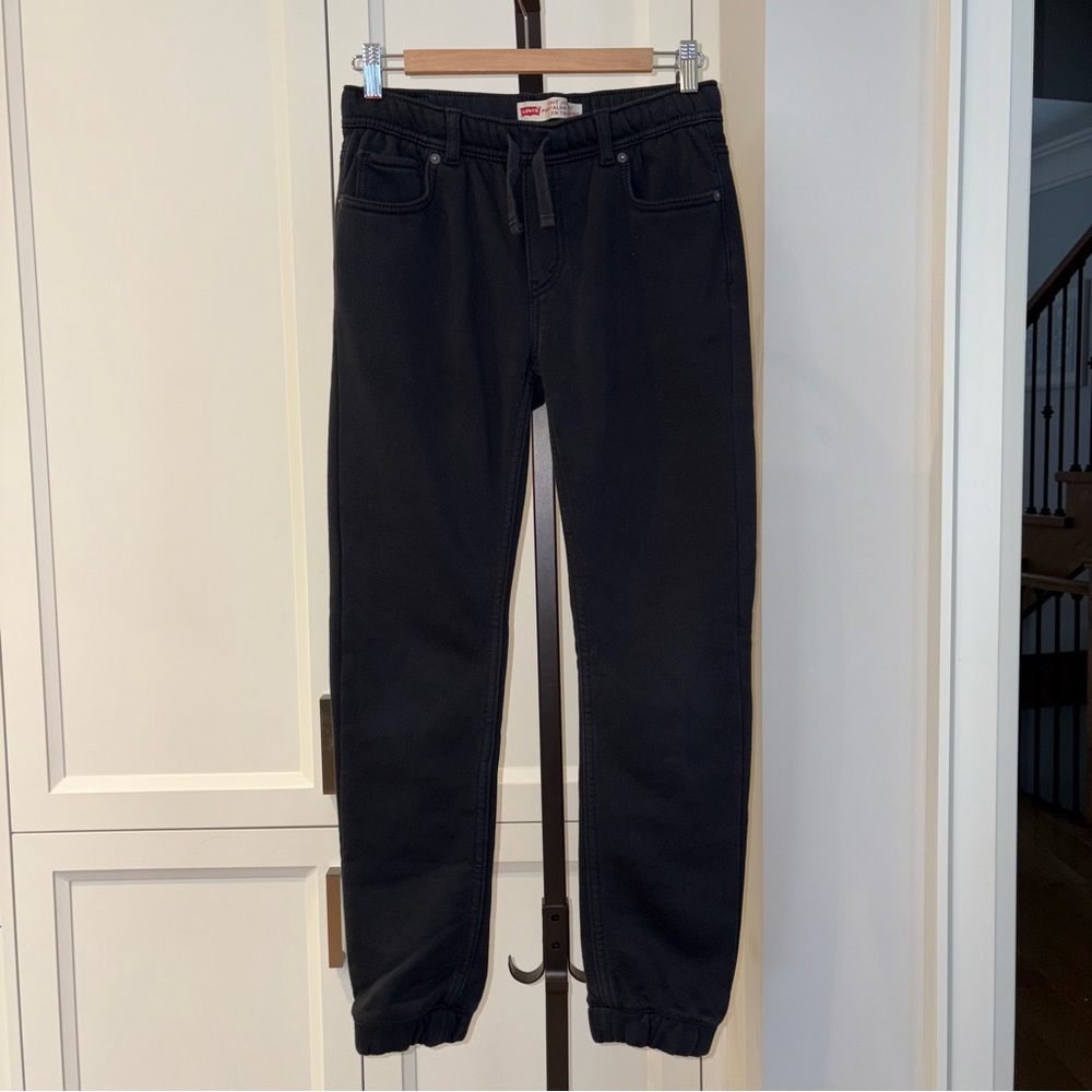 Levi's Juniors Black Knit Jogger Kids Sweatpants Tapered Leg Size Large 12 13
